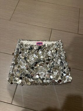Edikted Silver Sequin Mini Skirt
